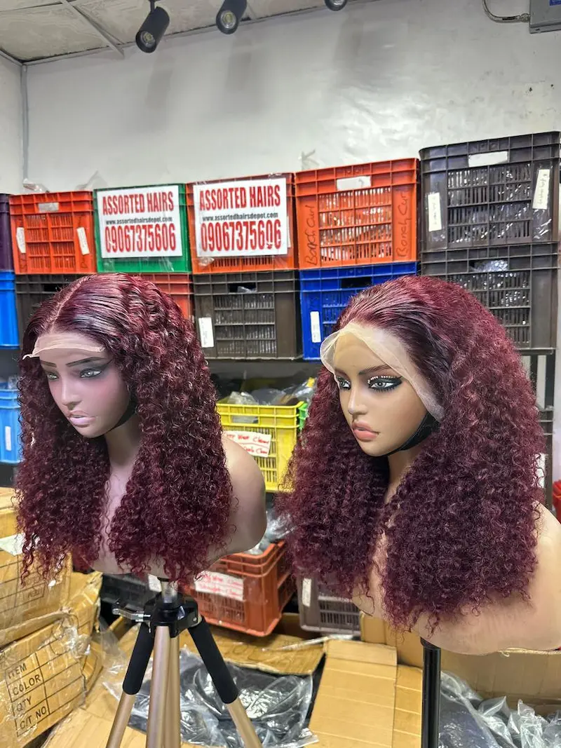 Double Drawn Wine Pixie 13x4 Frontal Wig